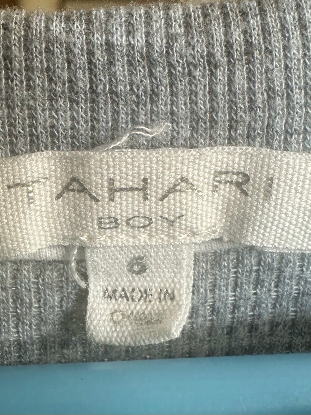 Kids Light Gray Waffle Knit Sweater with Navy Chest Pocket - Picture 3 of 3